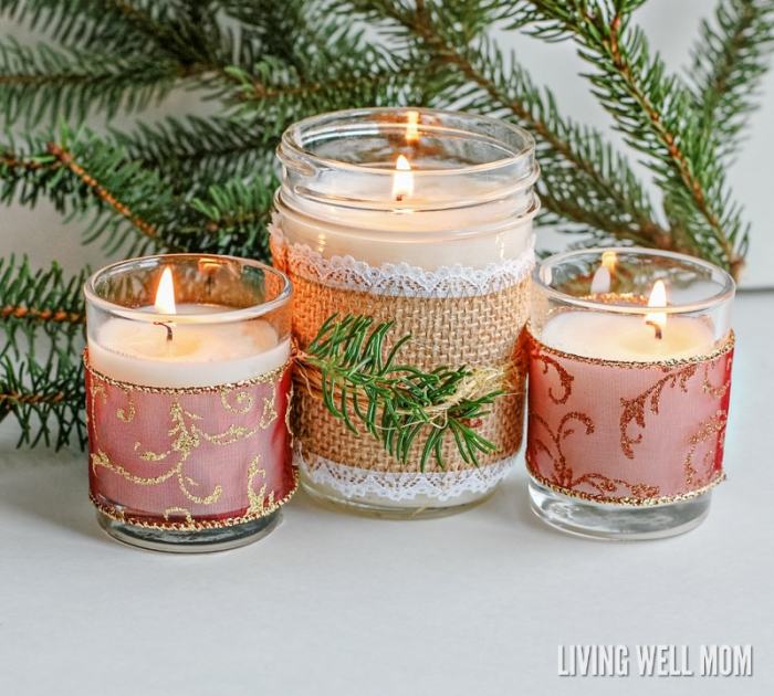 Diy christmas candle centerpiece