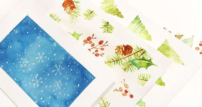 Diy watercolour christmas cards