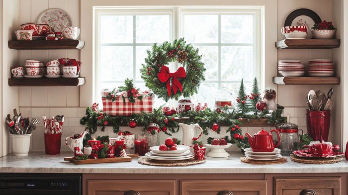 Kitchen cabinet christmas decor