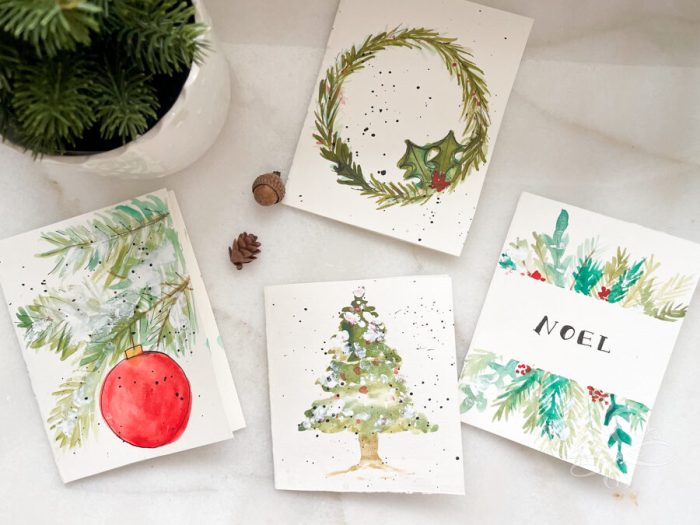 Diy watercolour christmas cards