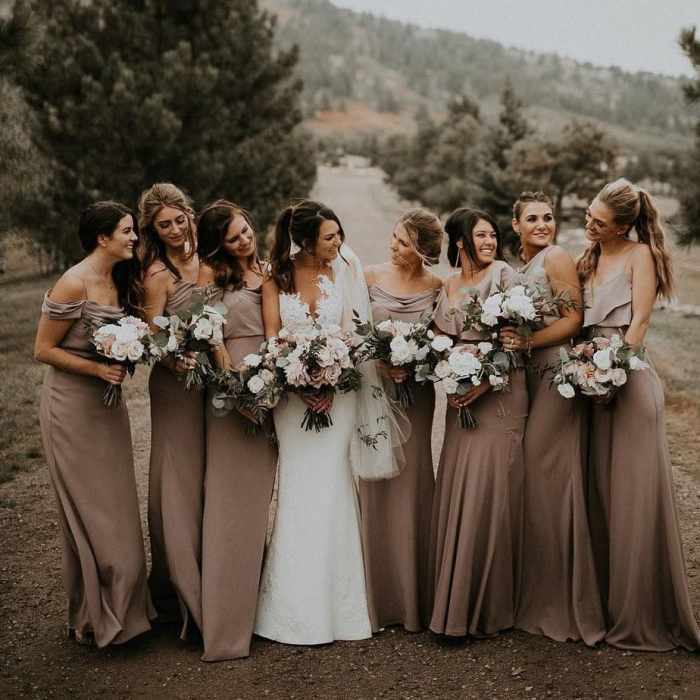 Brown guest wedding dress