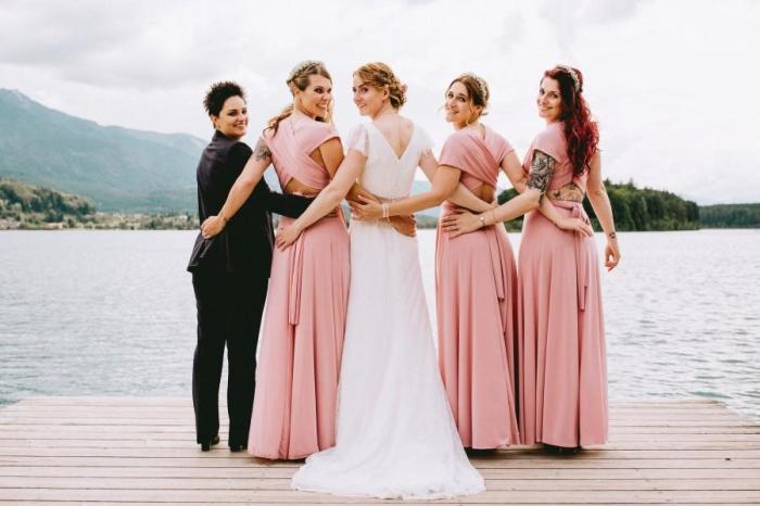 Bridesmaid dresses with blush wedding dress