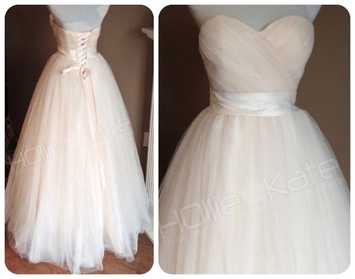 Champagne tulle wedding dress