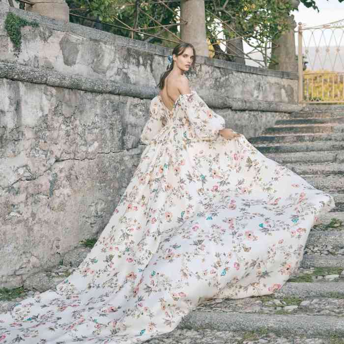 Floral print wedding dresses