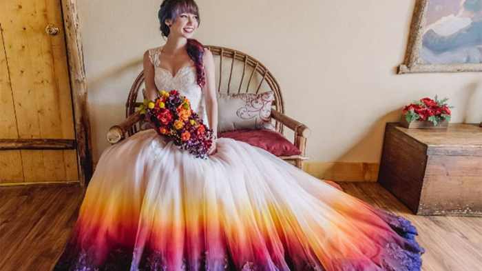 Colored floral wedding dress