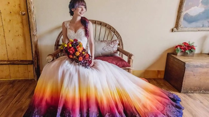 Floral colorful wedding dress